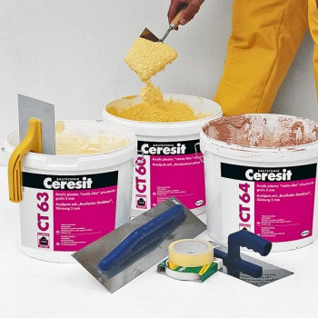 Výrobky Ceresit jsou určeny ke zhotovování tenkovrstvých dekorativních omítek. Můžete si vybrat z více než 200 barevných odstínů (Henkel).