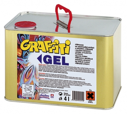 Graffiti Cleaner Gel GB 100 (4 l) je velmi účinný přípravek na odstranění nátěrů a nástřiků, graffiti, nitrocelulózových barev a laků, speciálních barev graffiti z dovozu a všech syntetických nátěrových hmot mimo epoxidových barev a vypalovaných laků.