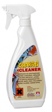 Graffiti Cleaner GB 100 slouží k odstranění čtyř a více vrstev nástřiků, je vhodný pro stropy, svislé plochy a nepřístupná místa (Severochema).