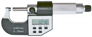 Digitální mikrometr pro velmi přesné měření délek a průměrů do 25 mm zaručuje přesnost na tři desetinná místa, tedy na tisíciny mm (SOMET).