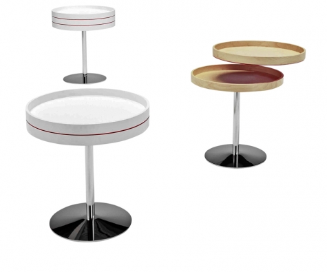 Stolek Tray (Offecct), design Monica Föster, bříza přírodní nebo bíle lakovaná, cena za stolek s jedním podnosem 15 805 Kč, cena za další podnos 4 003 Kč (SCANDIUM).