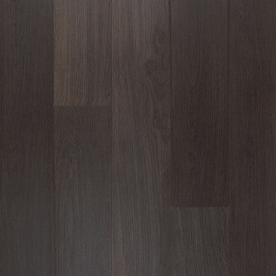 Laminátová podlaha z kolekce Elite, dekor Dubová prkna černá lakovaná, jemná drážka ve tvaru V po celém obvodu prken, cena 683 Kč/m² (QUICK STEP).