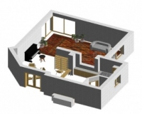 První varianta klade důraz především na nezastavěný obývací prostor.