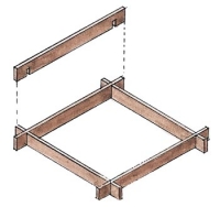 Dřevěný rozebíratelný rámeček na výrobu betonové tvárnice.