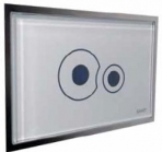 Dvojčinné elektronické tlačítko v provedení bílé sklo, cena 13 500 Kč (SANIT).