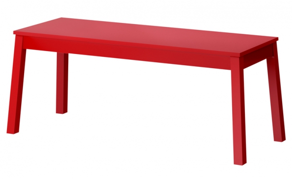 Lavice Sigurd (Ikea), dřevotříska,  ABS plast, masivní buk, akrylová barva, 140 x 43 x 45 cm, cena 1 490 Kč,  www.ikea.cz.