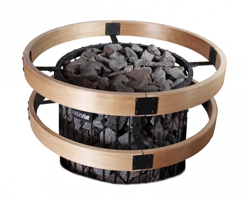  Vzhledem ke kruhovému tvaru může být ohřívač Harvia Legend instalován do středu sauny nebo vložen do lavice (FINSKASAUNA.CZ).