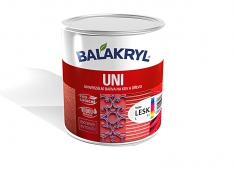 Balakryl UNI je k dostání v matném nebo v lesklém provedení a nově jsou tónovatelné do širokého spektra 20 000 barevných odstínů, výběr zjednodušuje cca 2 000 již z výroby namíchaných barevných variant (BALAKRYL).