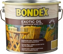 Decking Oil je speciální napouštěcí olej na alkydové bázi určený pro ochranu a konzervaci povrchu dřeva, Exotic Oil je přírodní týkový olej s impregnační a ochrannou funkcí, například pro zahradní nábytek z exotických dřevin (BONDEX).