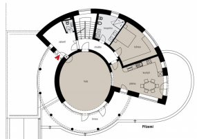 Půdorys radotínského domu zvaného Šnek připomíná rozevřenou knihu, obsahuje jasně dané účelově propojené geometrické tvary, místnosti kolem hlavního obytného prostoru, eliptické rotundy s kopulí, z jejíž střechy je nádherný výhled do okolí.