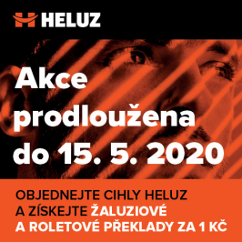 S ohledem na situaci vyvolanou pandemií koronaviru se rozhodla česká společnost HELUZ svou každoroční Jarní akci v letošním roce mimořádně prodloužit. V jejím rámci tak mají stavebníci o celý měsíc déle na registraci (do 15. května 2020), jakož i na vývoz zdiva HELUZ FAMILY nebo HELUZ FAMILY 2in1, za který mohou získat nosné žaluziové a roletové překlady za 1 Kč/ks (s kaucí až do 31. července 2020). (Zdroj: HELUZ)