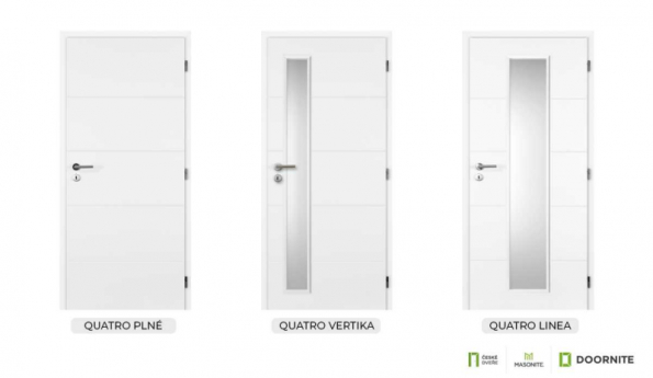 Dveře Quatro (Doornite) s horizontálními prolisy a prosklením