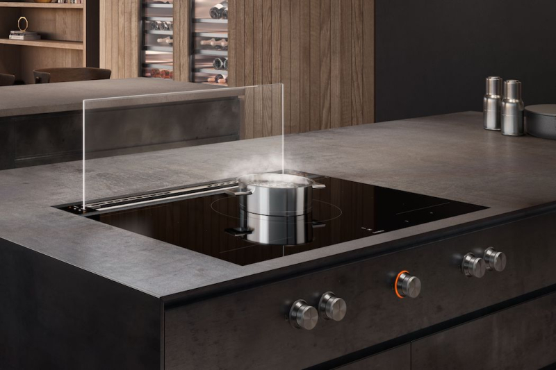 Gaggenau desky a odsavace Vario 400 nerezové ovládací knoflíky