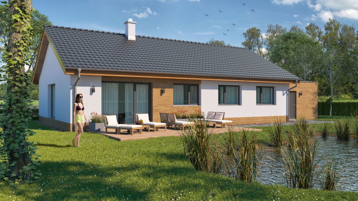 Nela - přízemní bungalov obdélníkového půdorysu