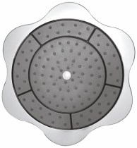 Sprchový talíř D330 ve tvaru květu o průměru 25 cm, materiál chrom.