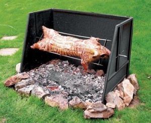 Celé sele opečete na jednoduchém grilu poháněném elektromotorem (Mountfield, cena 594 Kč).