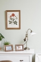Stylová lampa na čtení dokonale ladí s celým interiérem. Do dekorativních rámečků si paní Daniela dala svoji svatební fotografii a fotografii syna.
