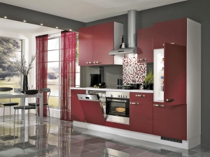Kuchyň Pia (NOBILIA), přední plochy MDF s melaminovou fólií, cena sestavy (208 cm) včetně spotřebičů BEKO (sklokeramická varná deska, trouba, vestavěná chladnička, komínový odsavač) a dřezu je 56 999 Kč, SCONTO.