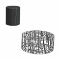Kovové sedátko/stolek Kub (Moroso, design Nendo), prodává se v čalouněné variantě.