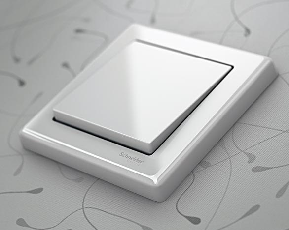 Vypínač s antibakteriálním povrchem Active je vyroben ze speciálního plastu s kladně nabitými ionty stříbra (SCHNEIDER ELECTRIC).