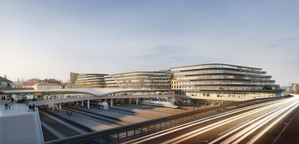 Penta - developerský projekt Central Bussines District, Masarykovo nádraží: pohled z magistrály