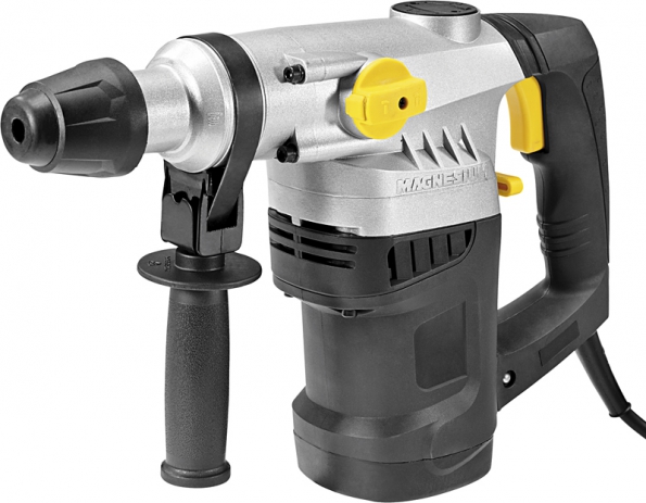 CMI lehké vrtací kladivo 1 500 W, 730 ot./min, uchycení SOS+, max. průměr vrtáku 32 mm. Kladivo umožňuje dvoustupňovou regulaci a je vybaveno třemi vrtáky a dvěma sekáči. Maximální průměr při vrtání do oceli je 13 mm, do betonu 36 mm a do dřeva 40 mm (MAGNESIUM)
