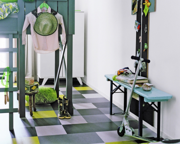 Plovoucí podlaha Marmoleum Click, povrch přírodní linoleum, 3 různé formáty v mnoha odstínech, zámkový spoj, vyrábí Forbo, www.forbo-flooring.cz