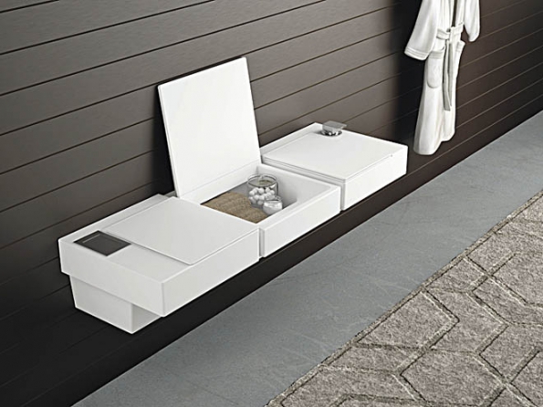 Oceňovaný design: System One – variabilní sestava WC, bidetu a úložných prostor s jednotným designem. Výrobce Forsan Ceramics, www.gioacchinidesign.it