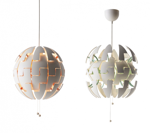 Ikea PS 2014, plast, Ø 35 cm, zatažením za šňůrky lze přepínat mezi dvěma intenzitami osvětlení, www.ikea.cz