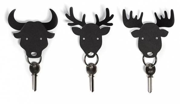 Magnetický věšák na klíče Moose, Deer a Bull, 8,7 x 9,4 x 4,7 cm, Qualy, www.naoko.cz