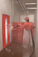 Interiérové voděodolné a nárazuvzdorné dveře MASONITE AQUA EXTREM vertika ABS RAL 7040. Standardní provedení v šedé (RAL 7040) nebo bílé (RAL 9003) barvě, jiný barevný odstín na přání zákazníka. (2)