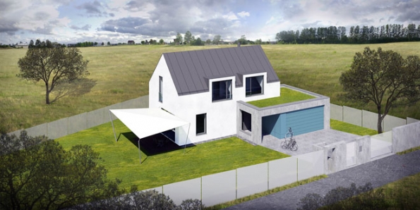 Vizualizace alternativy moderního rodinného domu od týmu BREAK POINT. Jak přiznává architekt Tomáš Veselý, katalogové projekty „nemusí“, neboť každý klient je individualita.