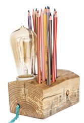 Stolní lampa se stojánkem na tužky, dřevo, Da Wanda, www.dawanda.com