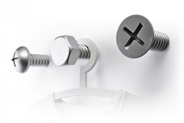 Nástěnné věšáky Qualy Screw Collection, plast, Qualy, cena 995 Kč/4 ks, www.naoko.cz