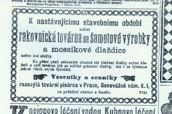 RAKO slaví 135 let - inzerát z roku 1891
