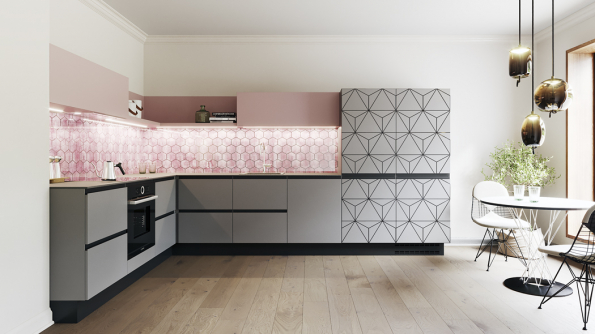 Ukázkou možností digitálního tisku je kolekce I Love, kterou navrhla designérka Iva Bastlová. Geometrický dekor Matrix se hodí do moderních interiérů, kde je velká část neutrální a pouze jeden prvek je výrazný. Motiv na obkladové desce koresponduje s dekorem dvířek, velmi rafinovaným detailem je aplikace lesku, resp. laku na matnou plochu vysokých dvířek.