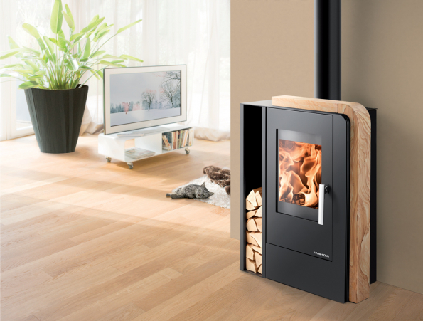 Kamna Haas und Sohn Aruba Woodstone s přídavným boxem na dřevo (Zdroj: ptacek.cz)