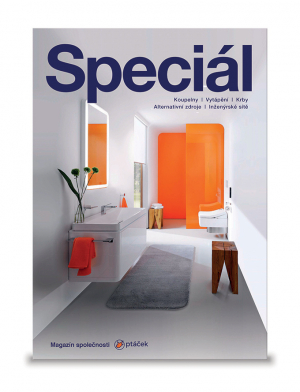 Magazín Speciál Ptáček – vše, co byste měli vědět při budování nové koupelny, topení a nakládání s odpadní a pitnou vodou. 140 stran novinek, nápadů a tipů, jak si zařídit nový domov. (Zdroj: Ptáček)