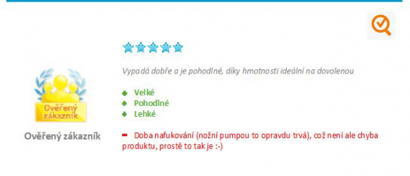 Na relaxačním křesle Intex Empire si hodnotitelé pochvalují pohodlnost, skladnost a nízkou hmotnost (Zdroj: Heureka.cz)