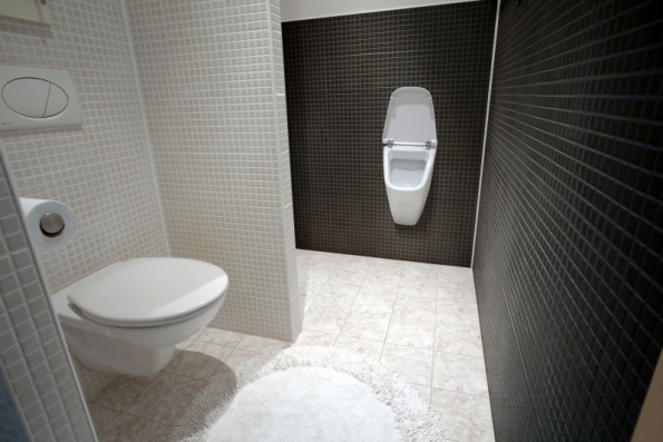 Pisoár Vila s poklopem (systém Soft-close) a radarovým splachovačem 24 V, úsporné splachování jedním litrem vody, cena bez DPH 15 590 Kč (SANELA)