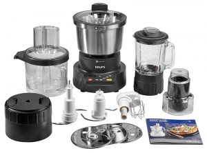 Stolní jednohřídelový robot Krups KA 8027 s nerezovou mísou o objemu 4,5 litru, příkonem 1 100 W a podsvíceným digitálním displejem. Cena: 7 762 Kč.